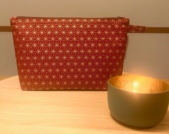 Kosmetiktasche "small golden pattern", rot/gold (Gr.M)