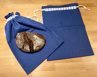 Leinen-Brotbeutel, blau, Gr. M