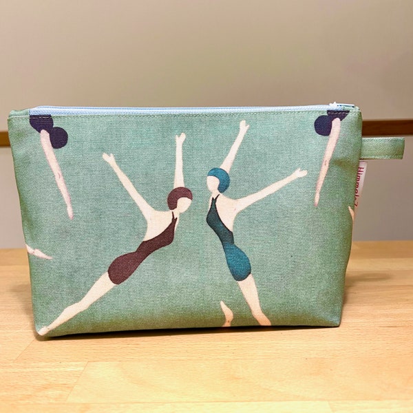 Cosmetic bag "Elegant Swimmers", sage green (size M)