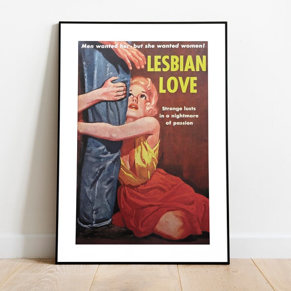 Lesbian Love - LGBTQIA+ Vintage Paperback Pulp Fiction Artwork, Instant Digital Download Printable Wall Art