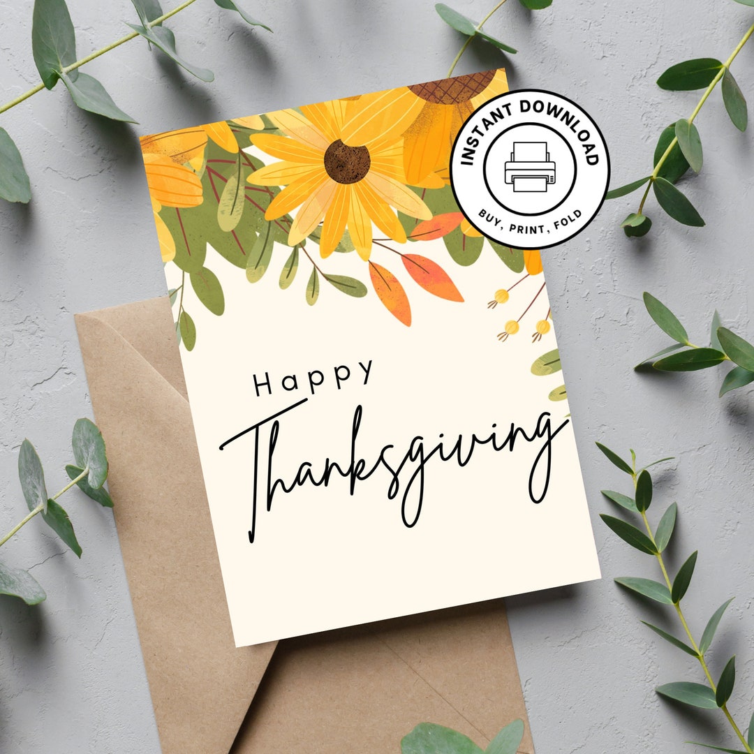Thanksgiving Printable Cards Instant Download Holiday Etsy