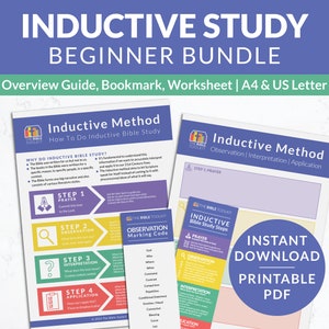 Paquete de métodos de estudio bíblico inductivo, Cómo estudiar el conjunto de la Biblia, hojas de trabajo de las Escrituras, plantillas de planificación de fe, recurso cristiano imprimible