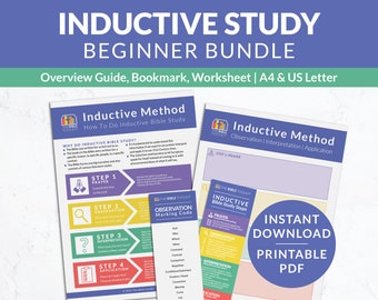 Inductive Bible study method bundle, How to study the Bible set, Scripture worksheets, Faith planner templates, Printable Christian resource