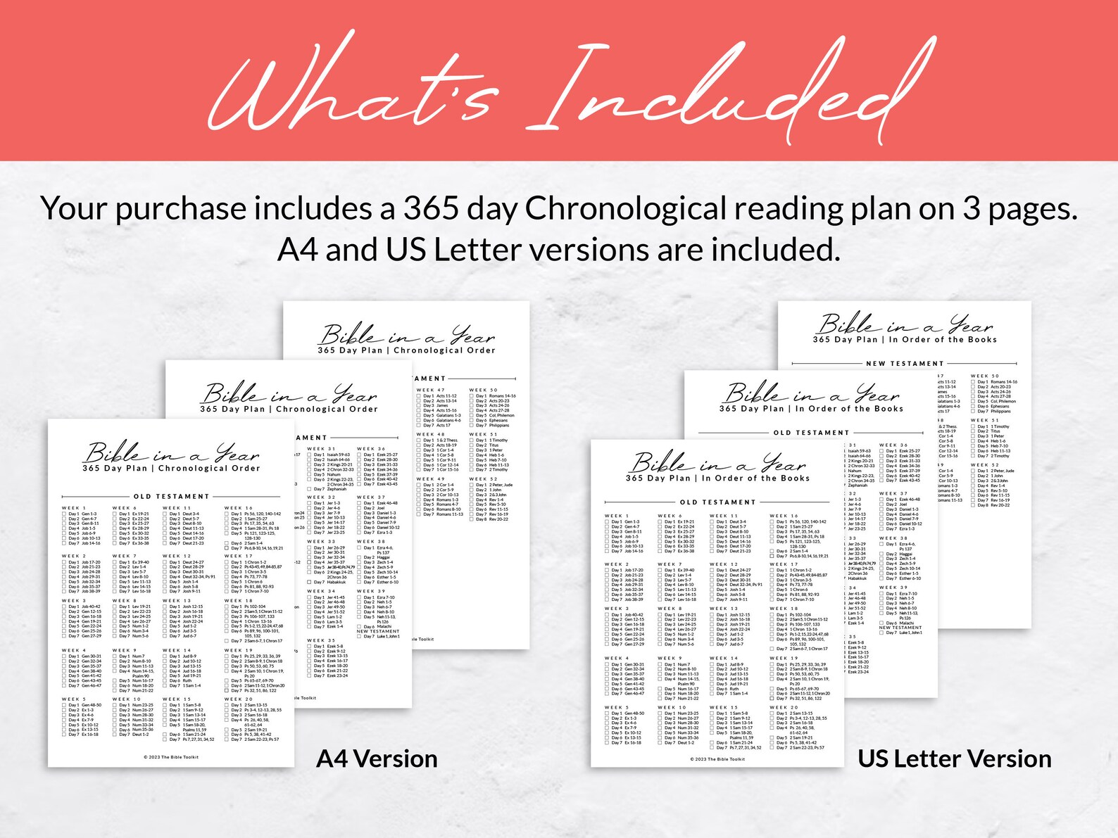 Chronological Bible in a Year Reading Plan Undated, Printable Scripture ...