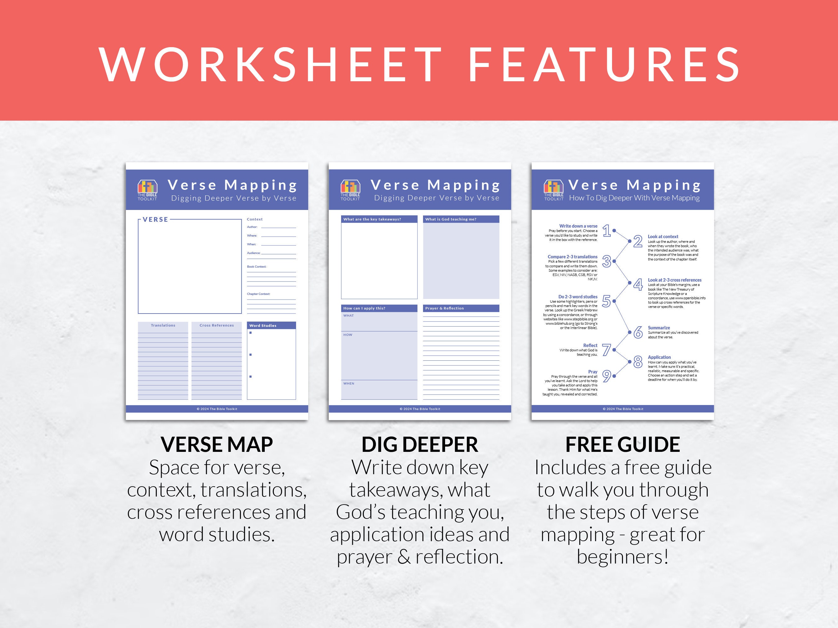Dark Blue Bible Verse Mapping Template Printable, Bible Study Guide ...