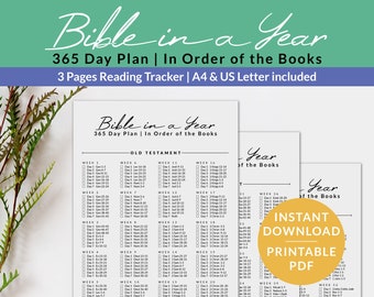 Chronological Bible in a Year Reading Plan Undated, Printable Scripture ...