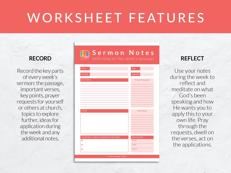 Red Sermon Note Printable Sermon Notes Template, Scripture Writing Worksheet Bible ...