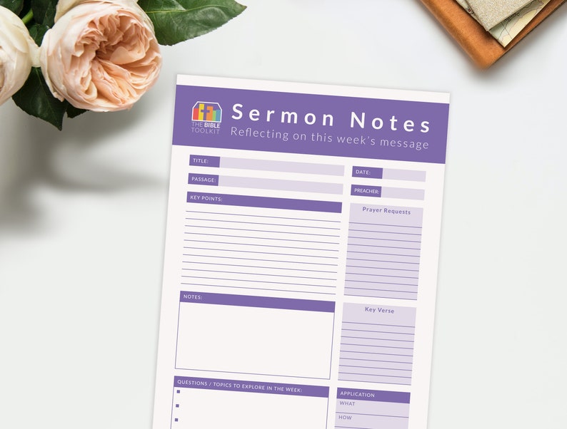 Printable Sermon Notes Template, Scripture Writing Worksheet Bible ...