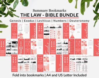 Printable Bible summaries for Genesis to Deuteronomy, Books of the Bible bookmark, Christian Scripture study resources, Old Testament sheets