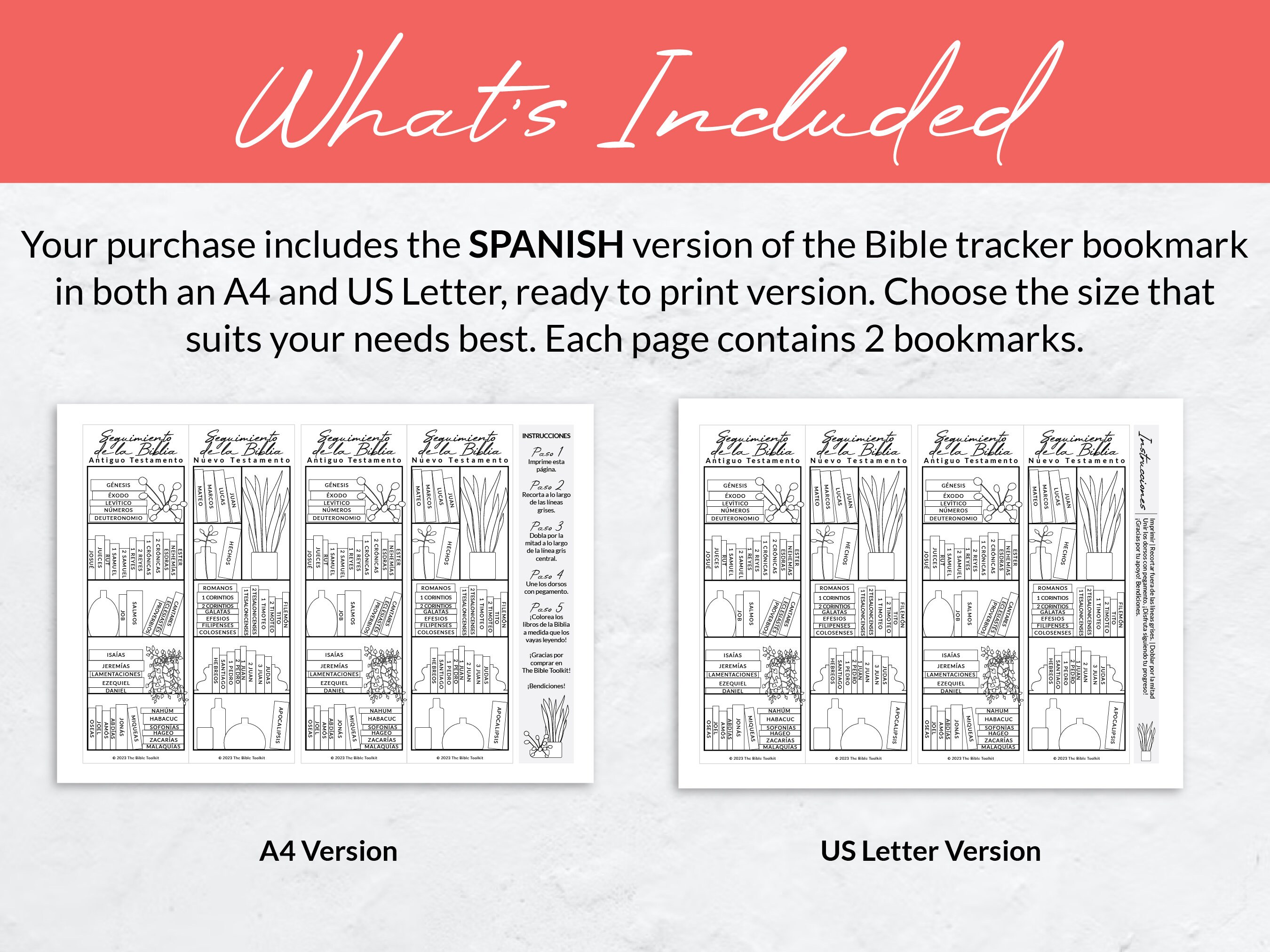 SPANISH Printable Bible Bookshelf Reading Tracker, Books of the Bible
