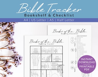 Printable Bible bookshelf reading tracker, Books of the Bible reading checklist, Christian printables daily devotional tracking and coloring