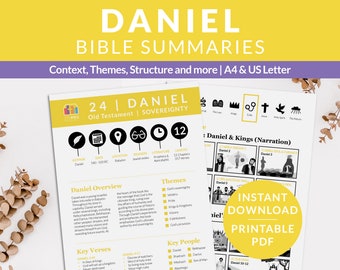 Daniel Bible study notes printable Scripture cheat sheets Old Testament summaries Bible study guide Christian beginner devotional resources