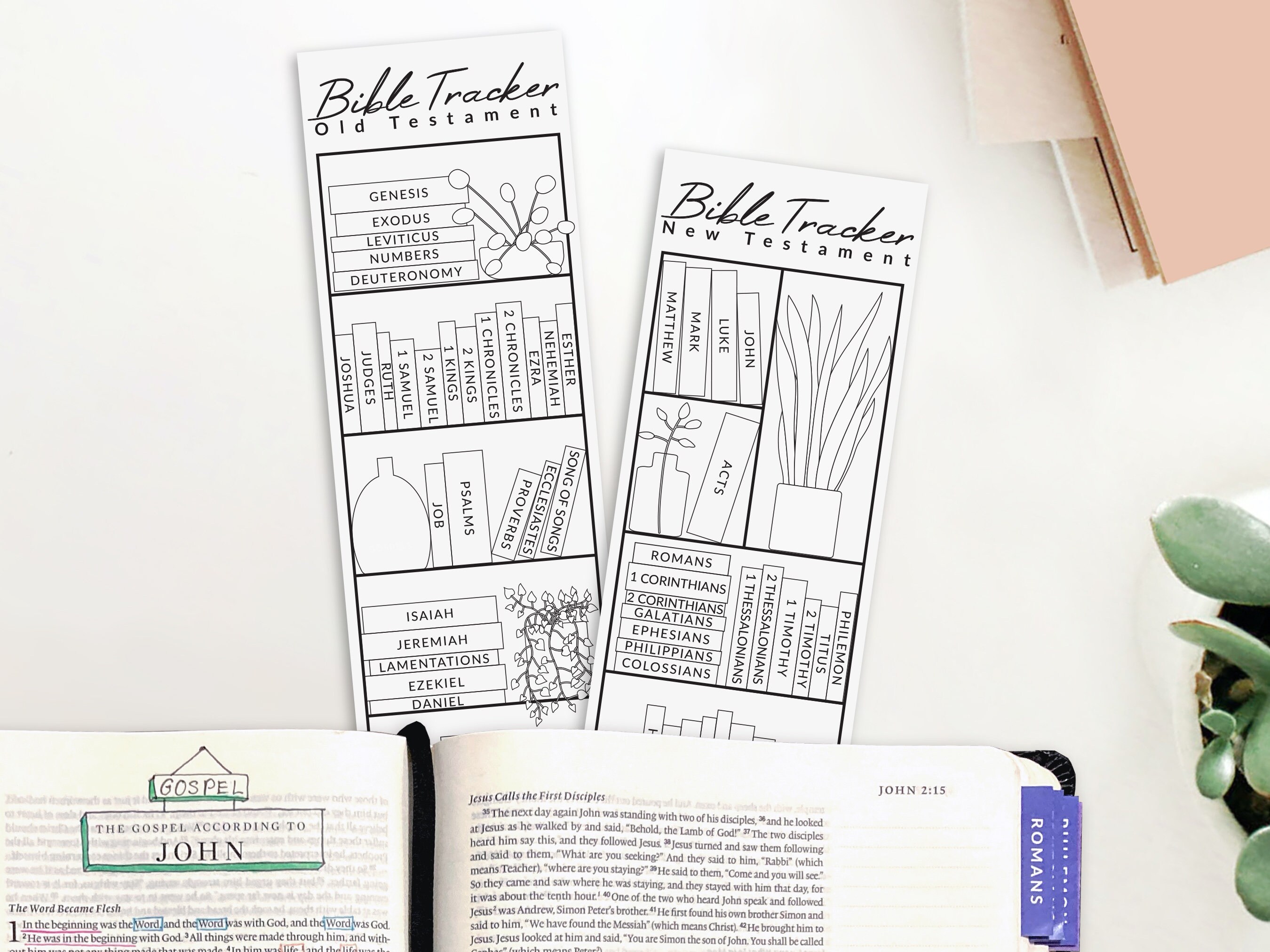 Bible Track Rack Printable Bible Bookshelf Reading Tracker, Books of the Bible Bookmark ...
