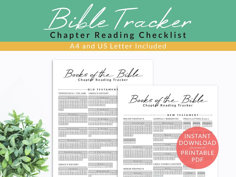 Books of the Bible Reading Tracker, Printable Bible Study Resource ...