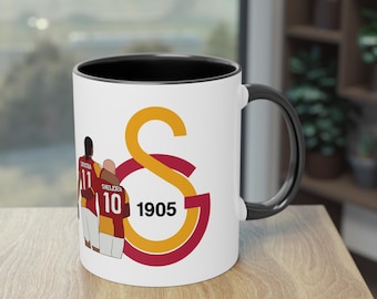 Galatasaray, Didier Drogba, Wesley Sneijder Coffee Cup, Galatasaray coffee mug, Two-Tone Coffee Mug, 11oz