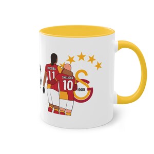Galatasaray, Didier Drogba, Wesley Sneijder Coffee Cup, Galatasaray 5 star logo coffee mug, Gala Coffee Mug, Gift for Fans, Husband, Wife Gold