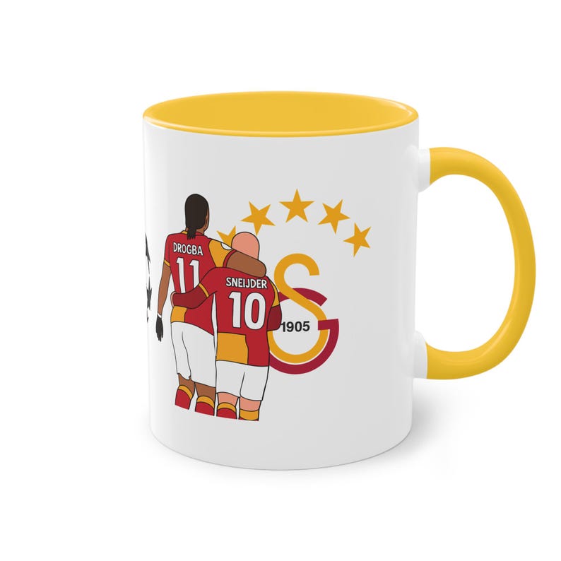 Galatasaray, Didier Drogba, Wesley Sneijder Coffee Cup, Galatasaray 5 star logo coffee mug, Gala Coffee Mug, Gift for Fans, Husband, Wife Gold