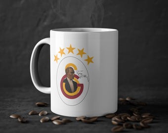 Galatasaray, Ataturk firmado, nuevo logotipo de 5 estrellas, taza de café de diciembre de 1930, visita a la escuela secundaria del Galatasaray, diseño coleccionable, regalo para fanáticos, gala