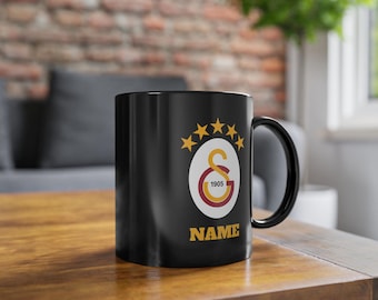 Personalized Galatasaray Black Coffee Mug, Custom Name Galatasaray Fan Gift, Customizable Galatasaray Cup, Present for him, Birthday Gift