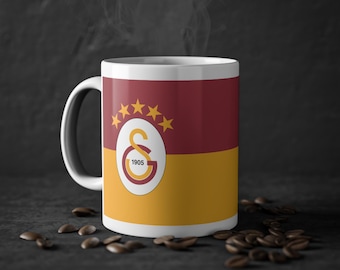 Galatasaray Yellow Red New Logo Fan Mug, Galatasaray 5 Star Coffee Cup for Fans, Great for Gifting, Gift for boyfriend, Gift for Birthday