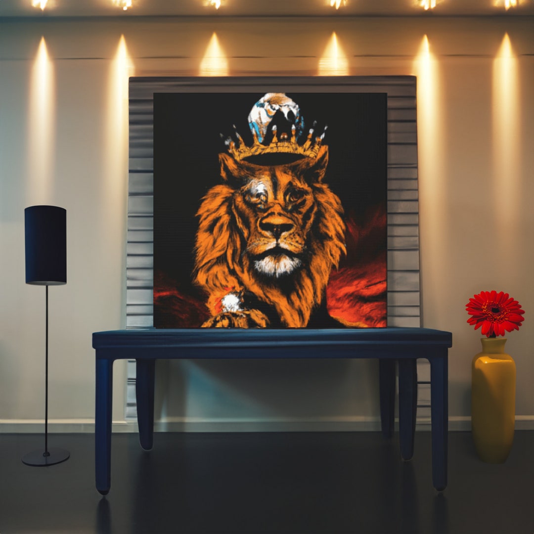 Lion King Wall Art Canvas for Livingroom Lion Painting Art - Etsy
