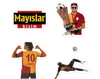 Set de pegatinas del Galatasaray – 4 pegatinas de vinilo con el lema «Mayo es nuestro» | Icardi, Osimhen, Sané, Regalo para niños, Regalo para fans del Galatasaray