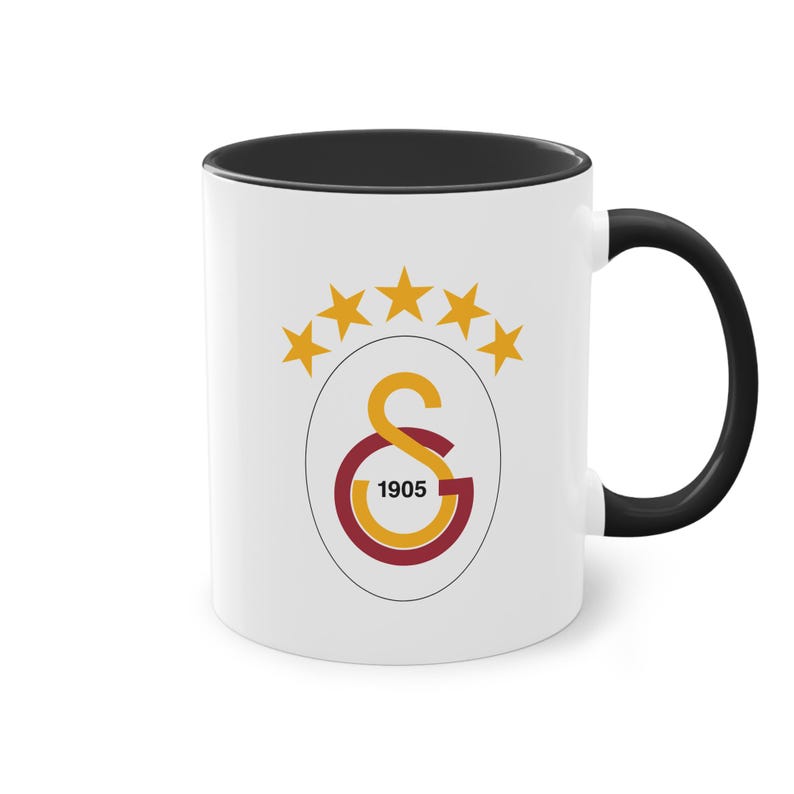 Mok met Galatasaray 5-sterrenlogo | Voetbalcadeau met zwart handvat | Koffiebeker voor hem, haar, fan, echtgenoot, vriend | 325 ml afbeelding 4