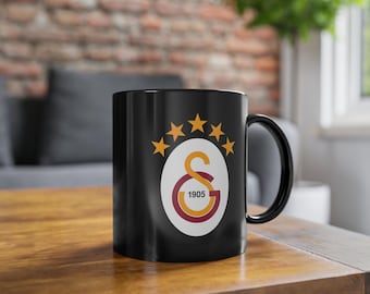 Galatasaray New Logo Fan Mug, Galatasaray 5 Star Black Coffee Cup for Husband, Great for Gifting, Gift for boyfriend, Gift for Birthday