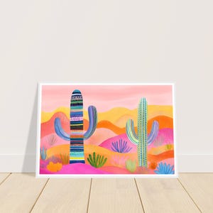 Peinture du désert bohème cactus - impression d'art cactus - art mural cactus du désert ludique