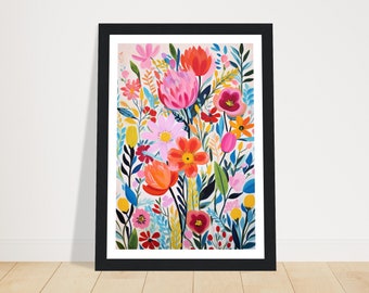 Matisse Inspired Abstract Flowers Poster Art Print - Vibrant Botanical Wall Art - Floral Painting
