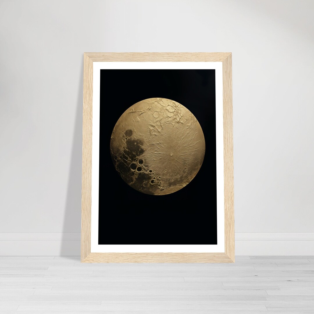 Golden Full Moon Art Print: Celestial Wall Art - Etsy