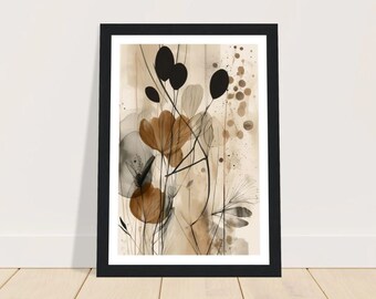 Botanical Abstract Art Print - Neutral Wall Print - Plant Art Poster - Modern Abstract House Plant Print - Optional Frame