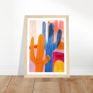 Abstrakte Kaktus Wand Kunst Malerei - Boho Kaktus Druck - Kaktus Pflanze Wand Kunst Druck - Kaktus Poster Gerahmt oder ungerahmt