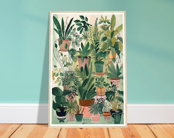 Boho Plants Print - Whimsical Potted House Plants - Botanical Art Poster