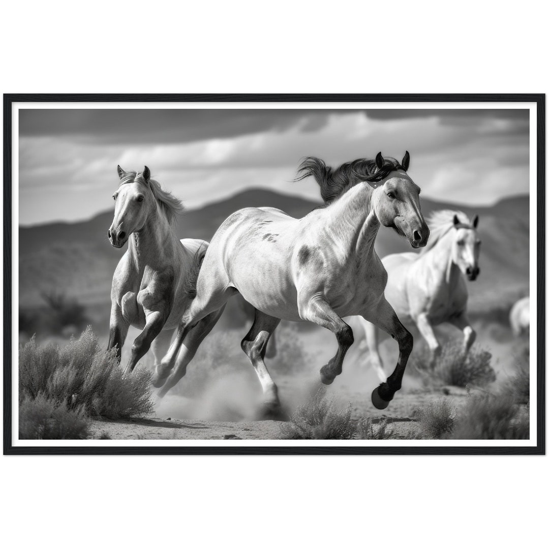 Wild Horses Art Print Black and White Horse Photo Print Landscape Horse ...