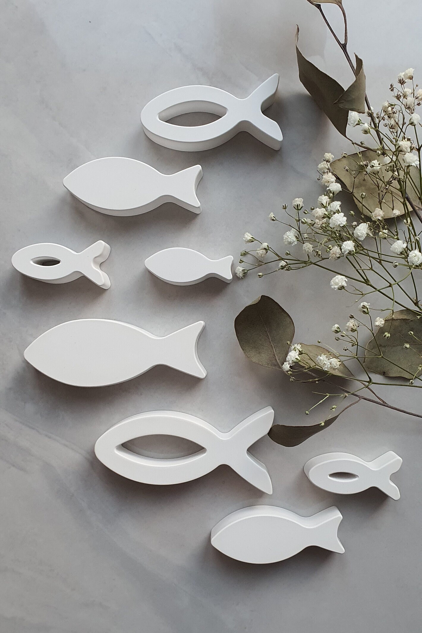 Decorative fish made of Raysin | Scatter decoration | Gift for baptism, confirmation, communion | Ichthys | Christian | Table decoration | elegant | maritime
