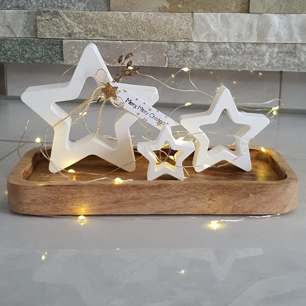 Sterne aus Raysin | Deko Set | Weihnachten | Advent | Winter | Geschenk | Beton | Gießkeramik | weiß | schlicht