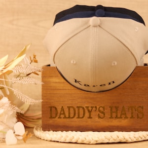 Personalized Wooden Hat Holder, Unique Gifts for Him, Birthday Gift, Custom Wood Hat Box, Cap Organizer, Engraved Name, Fathers Day Gift