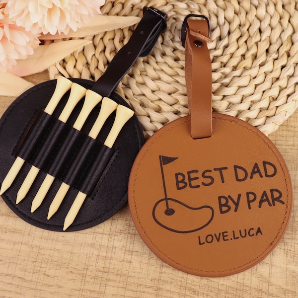 Fathers Day Gift Golf, Best Dad By Par Golf Tee Holder, Personalized Gift For Dad, Golf Gift For Men, Fathers Day Gift For Grandpa, Bag Tag