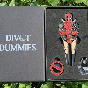 Golf Divot Tool & Ball Marker Set, Magnetic Marker, Deadpool Inspired, Great for Gifts, Divot Repair Tool