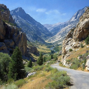 painterly interpretation Wide landscape Ceramic Tile, Ruby Mountains Wall Art, Stained Glass Wall Art, Nevada Travel Gift