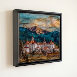 Stanley Hotel Estes Park Front Range Ceramic Art Tile, Stained Glass Wall Art, Colorado Travel Gift, Historic Landmark Decor image 3