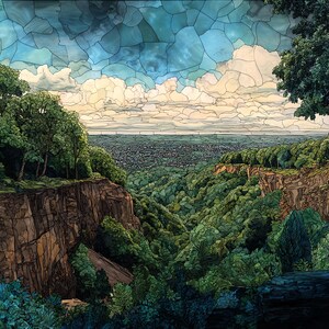 the East Rock Park overlook Ceramic Tile, Connecticut Wall Art, Stained Glass Wall Art, Connecticut Travel Gift, Gift for New Haven Lover