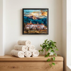 Stanley Hotel Estes Park Front Range Ceramic Art Tile, Stained Glass Wall Art, Colorado Travel Gift, Historic Landmark Decor image 6