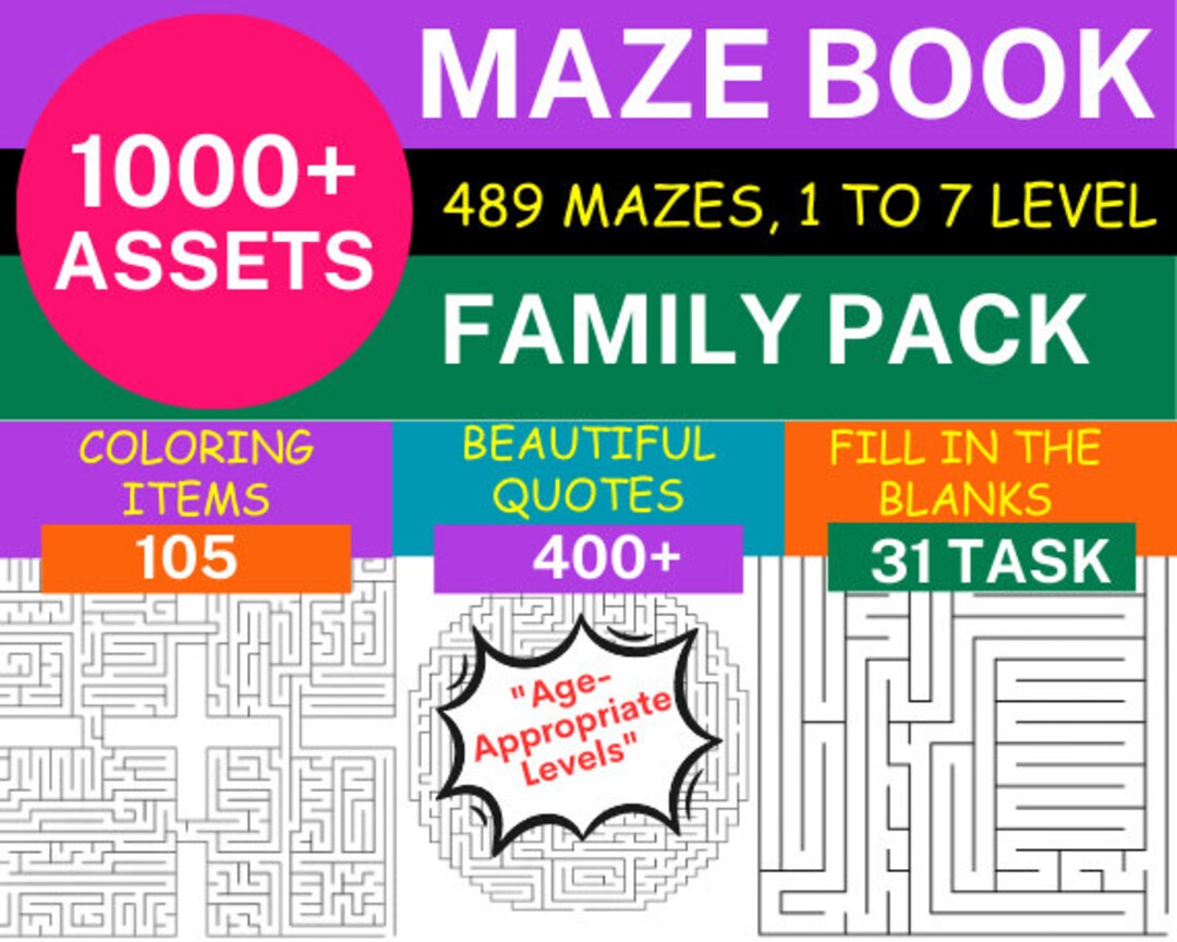 Family Pack Instant Printable Maze Book for All Ages With - Etsy Australia