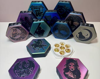 3D Printed Graphic Dice Box with Top as Tray, Useful Tabletop Gaming Accessory