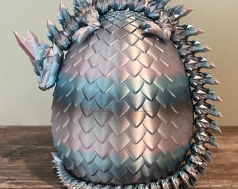 XL Dragon Egg with Magnetic Halves - with 30" Crystal Dragon, 3D Printed, Display, Desk, Fidget 3D Print