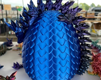 Medium Dragon Egg with Magnetic Halves - with 16" Crystal Dragon, 3D Printed, Display, Desk, Fidget 3D Print