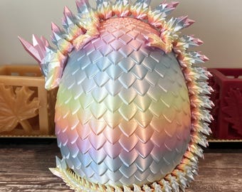 Large Dragon Egg with Magnetic Halves - with 24" Crystal Dragon, 3D Printed, Display, Desk, Fidget 3D Print