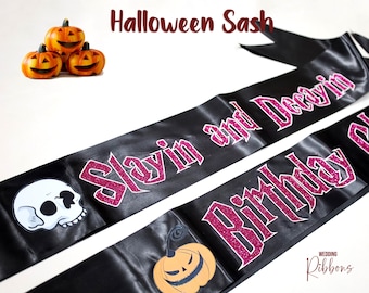 Halloween Theme Sash - Gothic Sash - Customized Halloween Party Sash - Halloween Bride To Be Sash - Bachelorette Party - Gift for Her